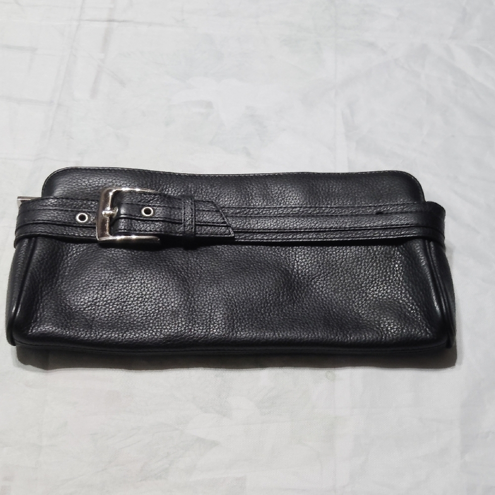 Express Black Leather Clutch Bag